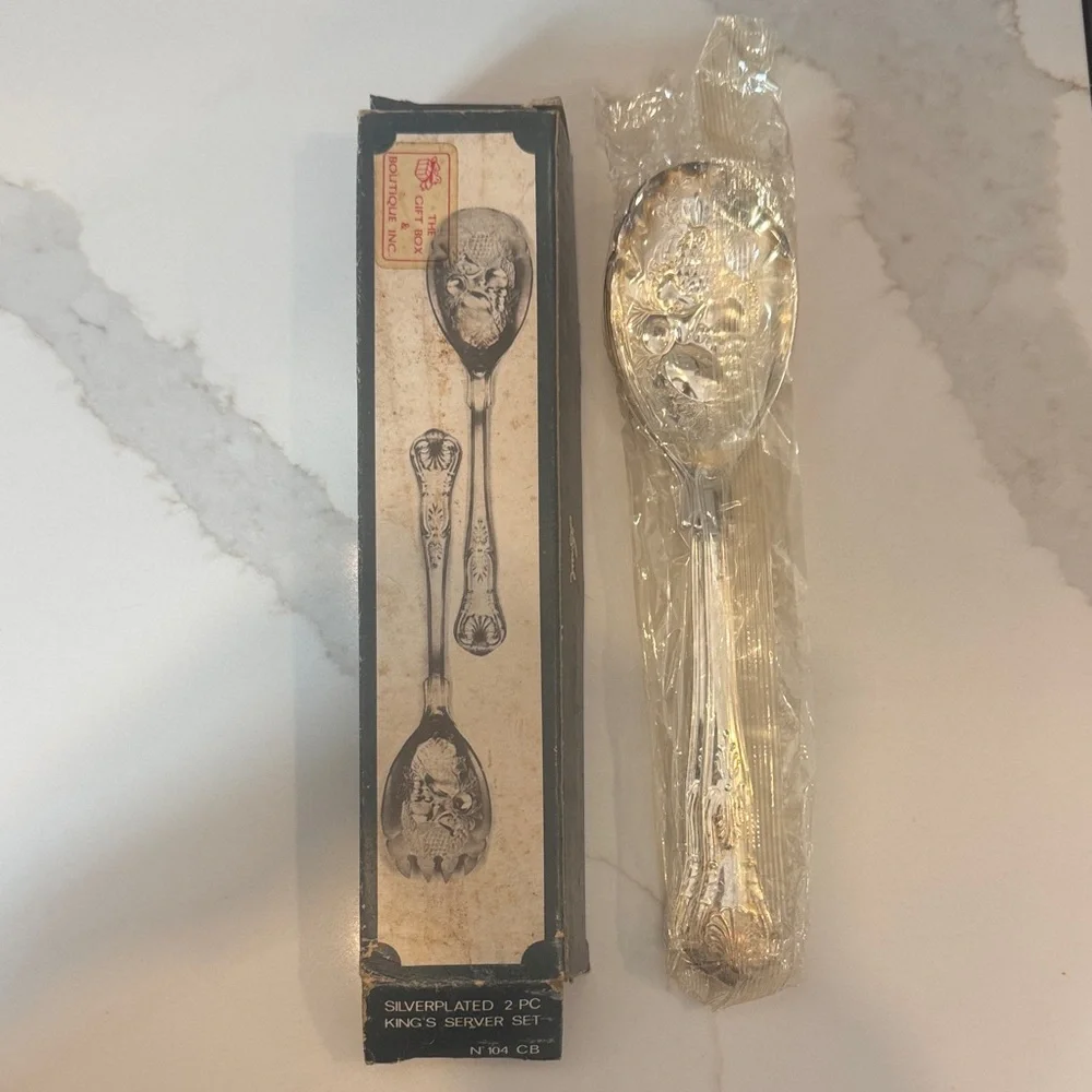 Silverplated Ornate Serving Spoon Set - Floral Motif